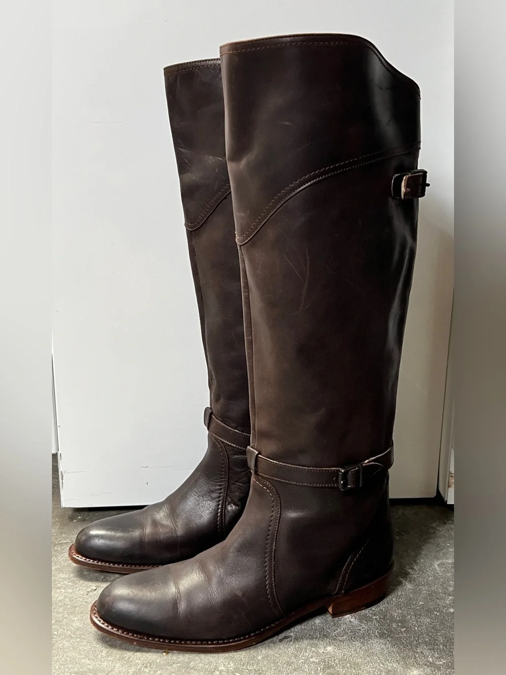 Frye Dorado 77561 Women’s Size 10 Dark Brown Leather Riding Boots Made Spain